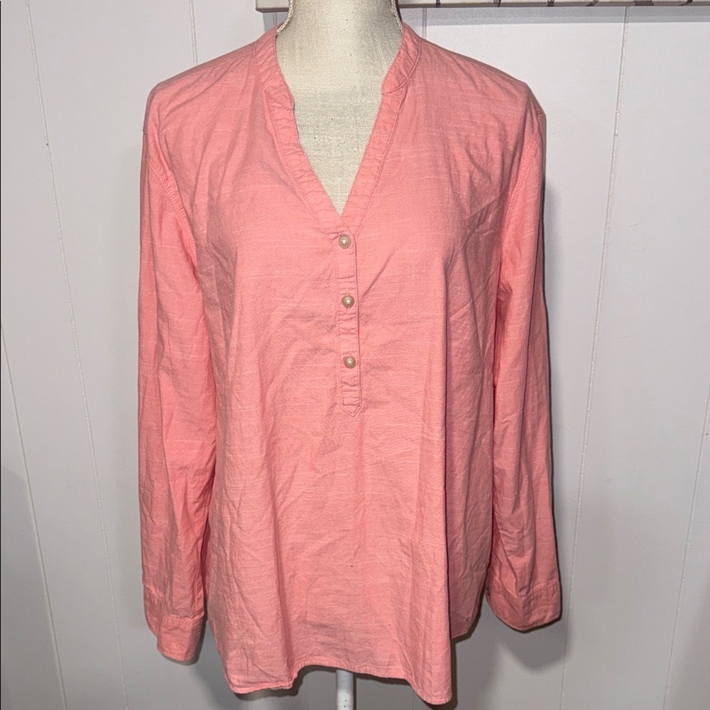 Riders by Lee Coral Button-Up Blouse